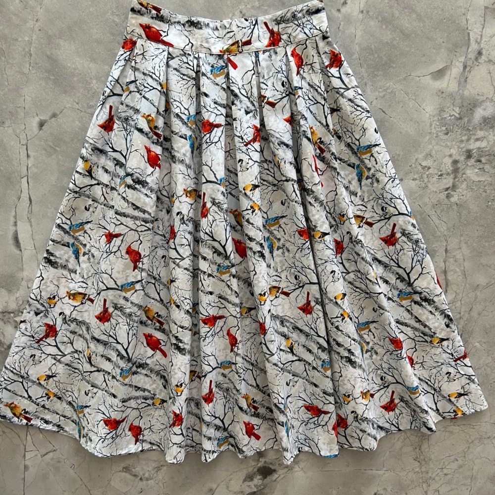 Retrolicious 1X Birds on Birch Trees Doris Skirt